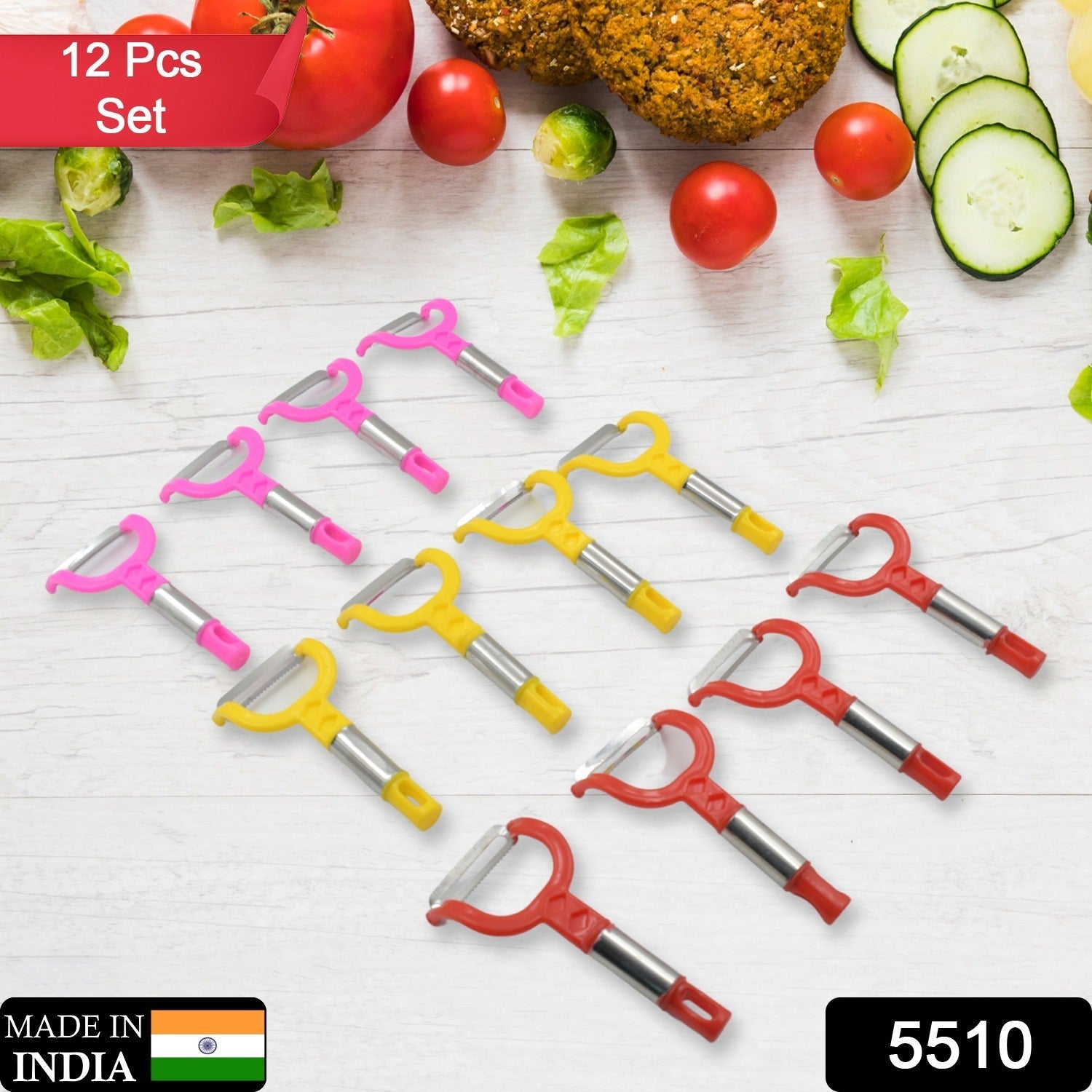 5510 Fruit Peeler Vegetable Peel Removal Tool, Peeler Julienne Peeler Serrated Peeler for Carrots Apples Potatoes and All Types of Vegetable and Fruit Multi-Used Skin Slicer Shredder (12 Pc Set) 5510 Fruit Peeler Vegetable Peel Removal Tool, Peeler Julienne Peeler Serrated Peeler for Carrots Apples Potatoes and All Types of Vegetable and Fruit Multi-Used Skin Slicer Shredder (12 Pc Set)